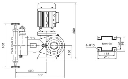 JYZR系列液壓隔膜式計(jì)量泵安裝尺寸圖